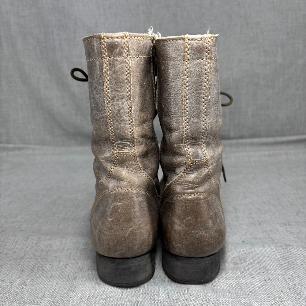 Steve Madden Troopa Boots Taupe Gray Brown Distressed Leather Combat Women's 10 - Picture 6 of 10